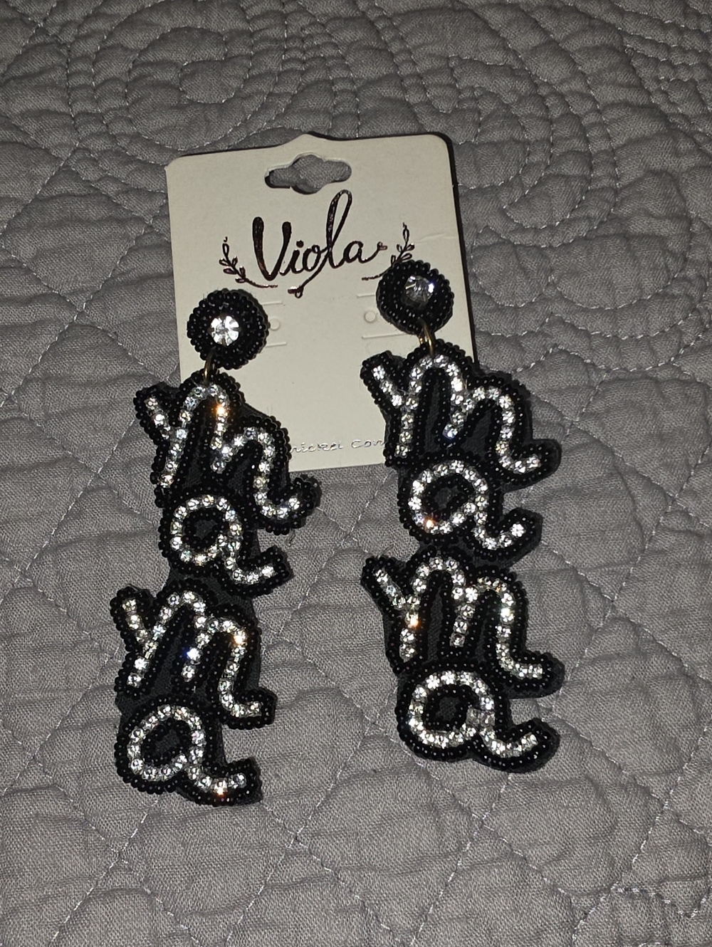 Black and Silver Sequin Mama Earrings